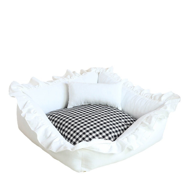 Chic Ruffled Dog Bed - Shop Pet Luxury & Comfort Year-Round - CatebyPets