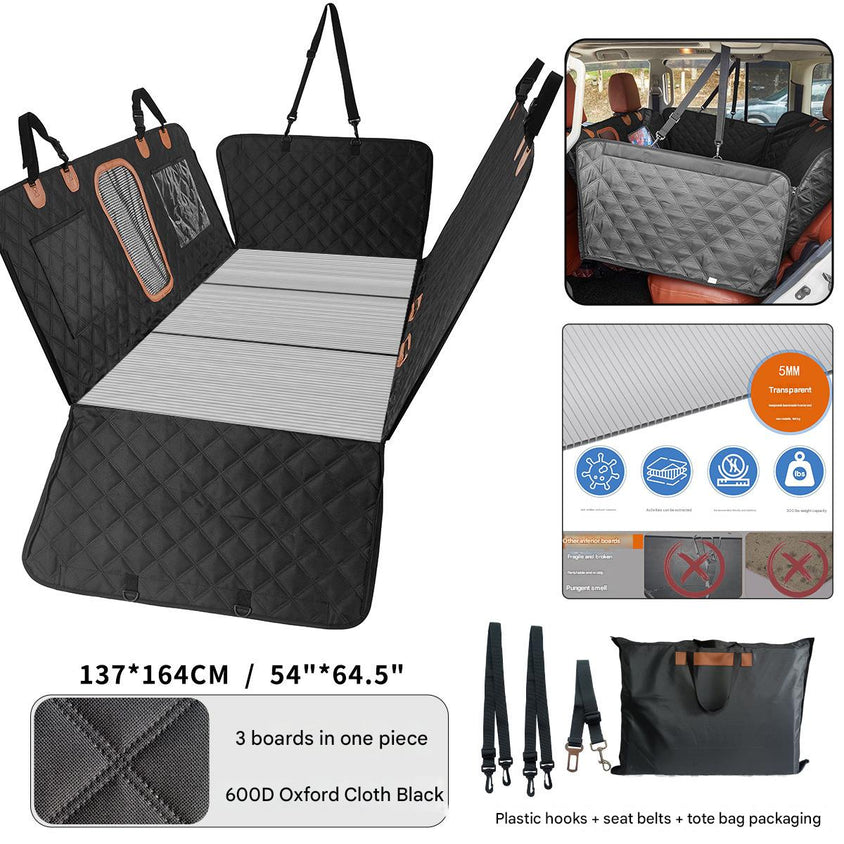 Car seat cover with quilted design, straps, and packaging details.
