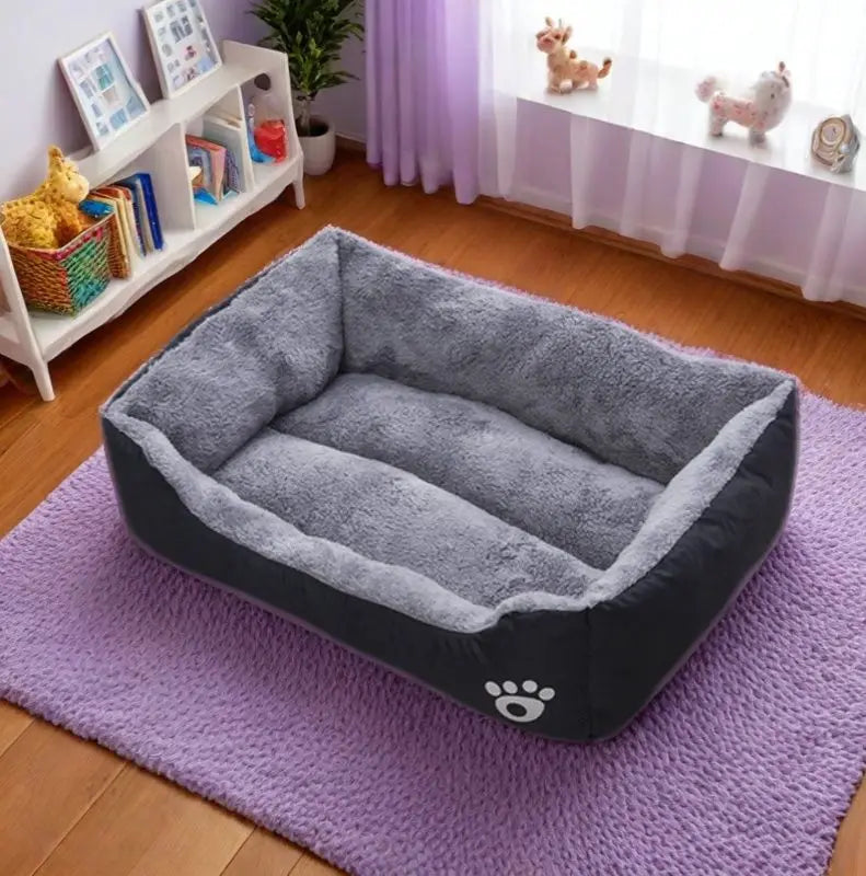 Black Dog Bed Plush Sleeping Bed for Large, Medium and Small Dogs, Non-Slip and Bite-Resistant Pet Sleeping Mat - CatebyPets