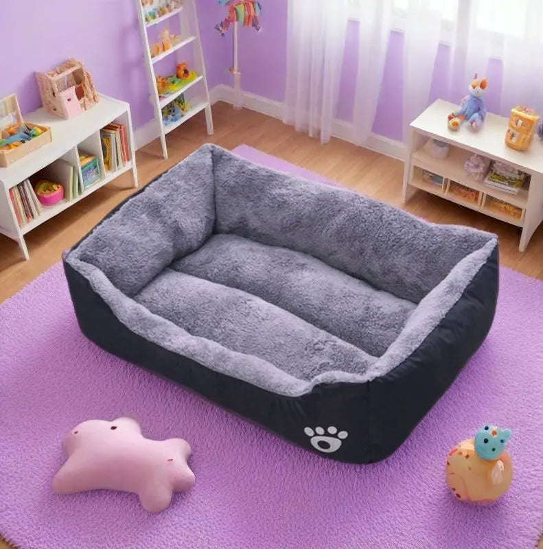 Black Dog Bed Plush Sleeping Bed for Large, Medium and Small Dogs, Non-Slip and Bite-Resistant Pet Sleeping Mat - CatebyPets