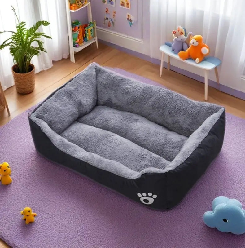 Black Dog Bed Plush Sleeping Bed for Large, Medium and Small Dogs, Non-Slip and Bite-Resistant Pet Sleeping Mat - CatebyPets