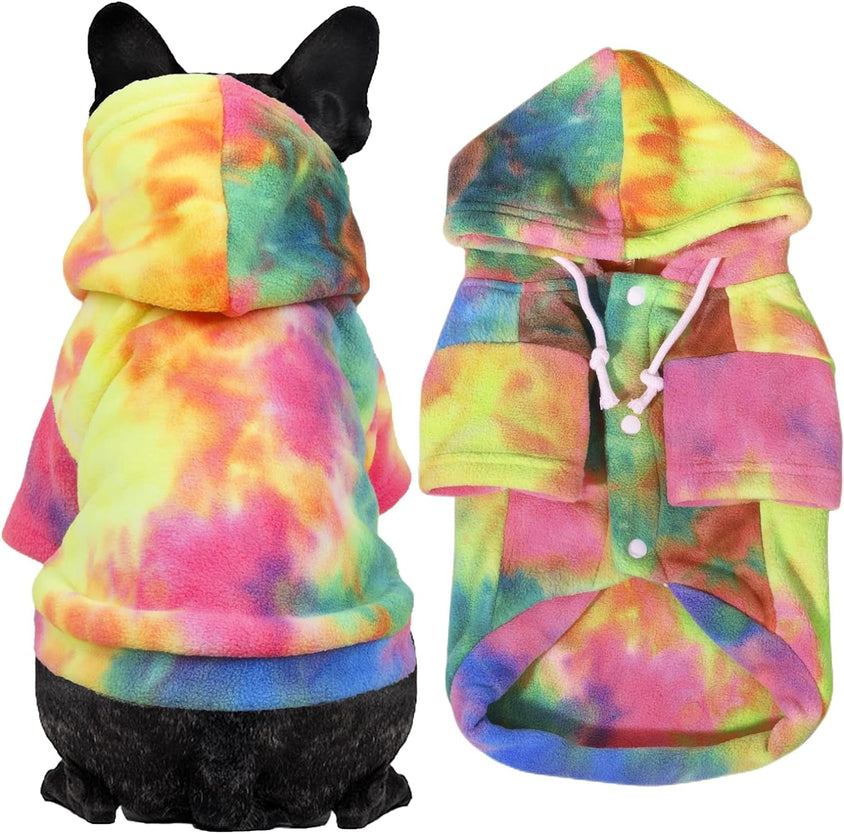 Tie Dye Dog Clothes Hoodie, Pet Winter Coat - CatebyPets