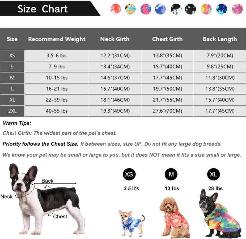 Tie Dye Dog Clothes Hoodie, Pet Winter Coat - CatebyPets