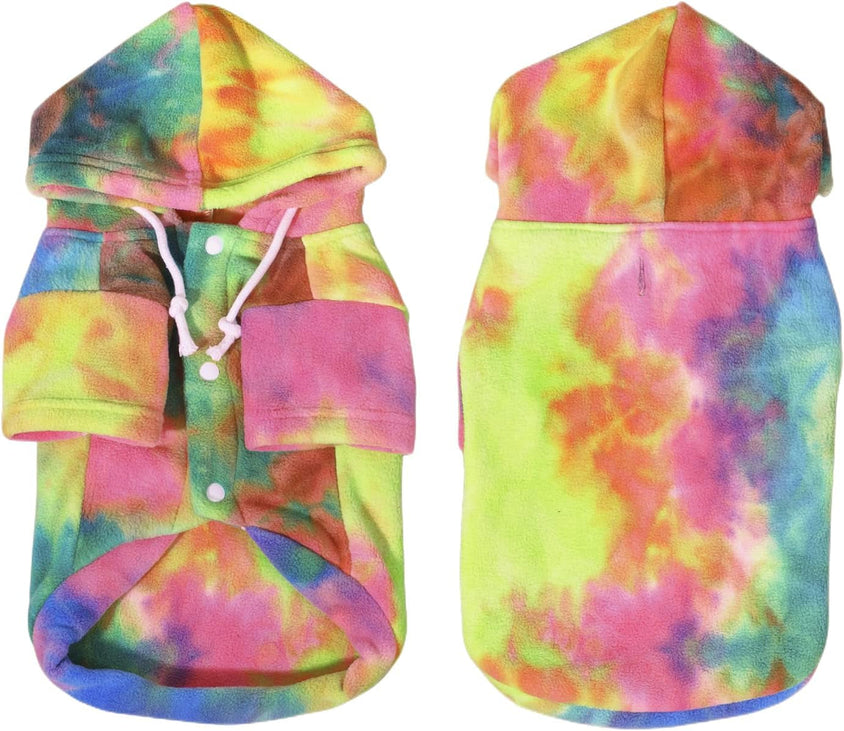 Tie Dye Dog Clothes Hoodie, Pet Winter Coat - CatebyPets
