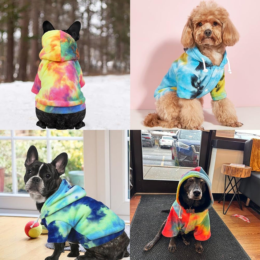 Tie Dye Dog Clothes Hoodie, Pet Winter Coat - CatebyPets