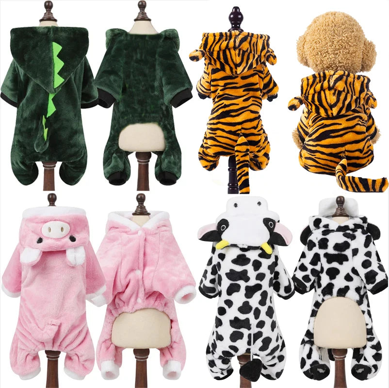 Pet Dog Clothes Soft Warm Fleece Dogs Jumpsuits Pet Clothing for Small Dogs Puppy Cats Hoodies Chihuahua Yorkshire Costume Coats - CatebyPets
