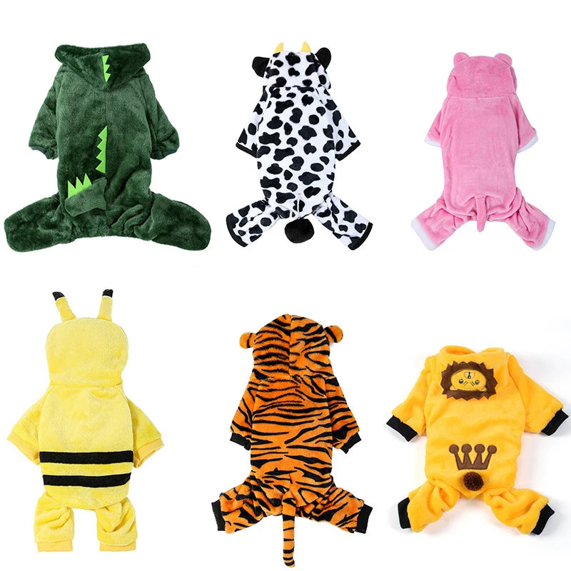 Pet Dog Clothes Soft Warm Fleece Dogs Jumpsuits Pet Clothing for Small Dogs Puppy Cats Hoodies Chihuahua Yorkshire Costume Coats - CatebyPets