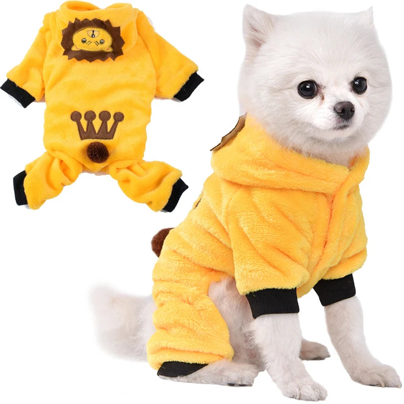 Pet Dog Clothes Soft Warm Fleece Dogs Jumpsuits Pet Clothing for Small Dogs Puppy Cats Hoodies Chihuahua Yorkshire Costume Coats - CatebyPets