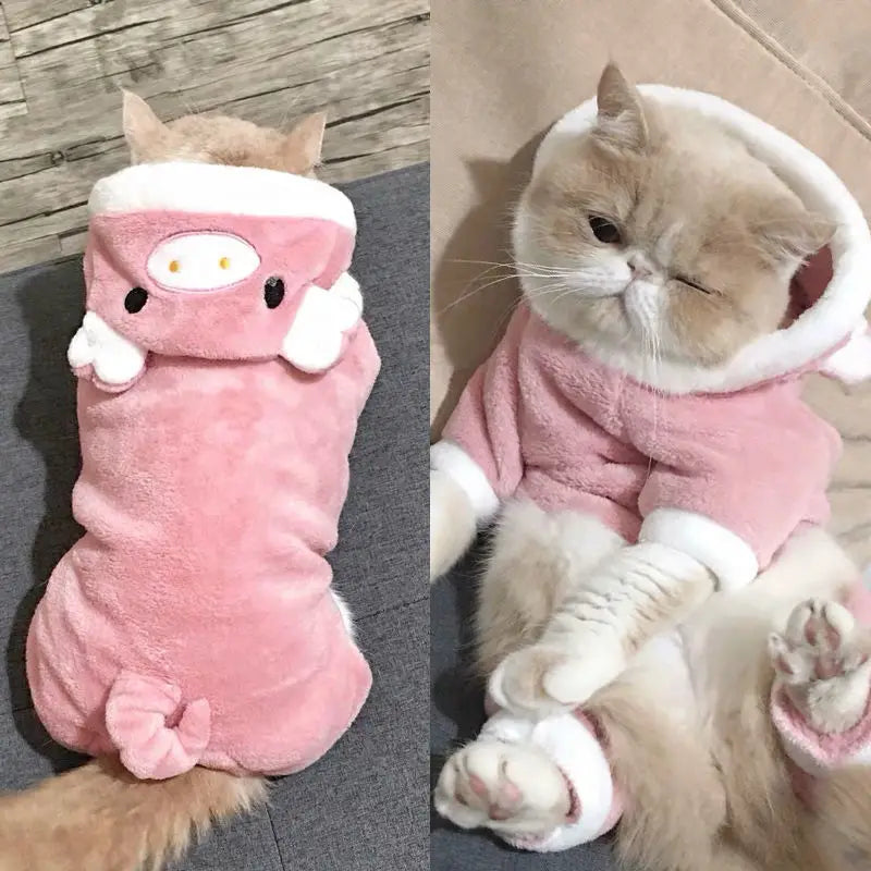 Pet Dog Clothes Soft Warm Fleece Dogs Jumpsuits Pet Clothing for Small Dogs Puppy Cats Hoodies Chihuahua Yorkshire Costume Coats - CatebyPets