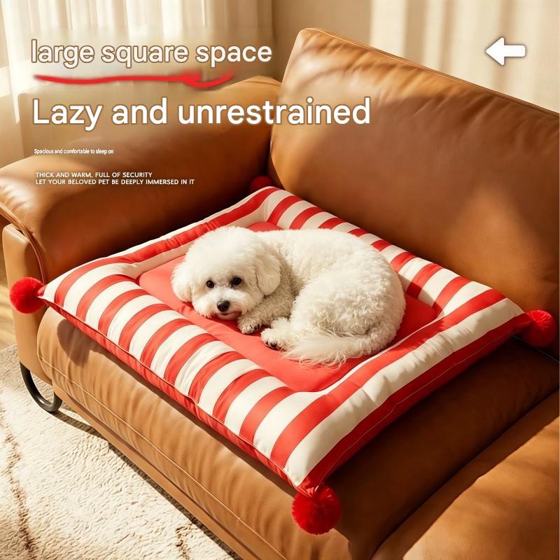Dog Pet Bed Breathable Striped Removable Washable All-Season - CatebyPets
