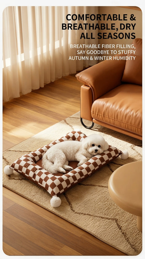 Dog Pet Bed Breathable Striped Removable Washable All-Season - CatebyPets