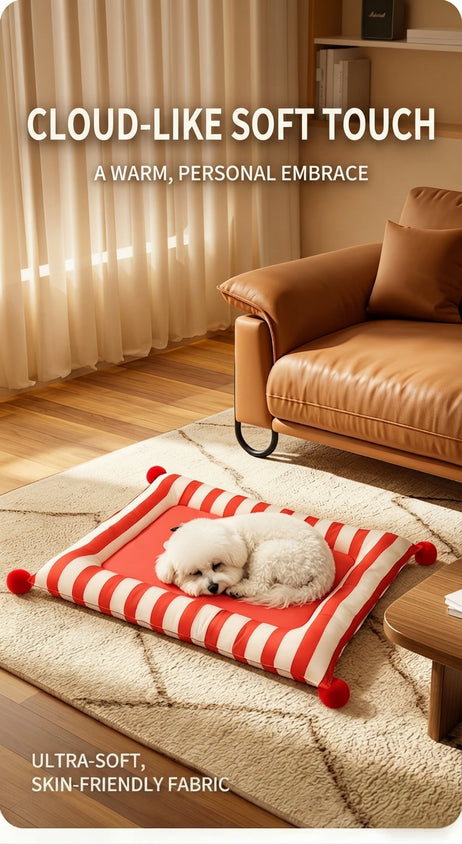 Dog Pet Bed Breathable Striped Removable Washable All-Season - CatebyPets