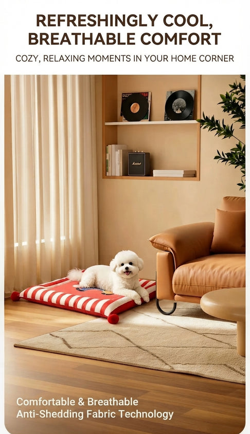 Dog Pet Bed Breathable Striped Removable Washable All-Season - CatebyPets