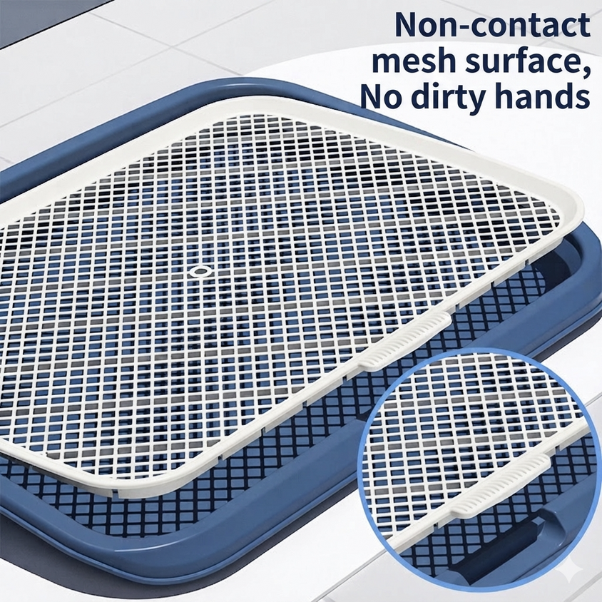 Dog Potty Tray With Wall: High Fence Splash-Guard Stand - CatebyPets