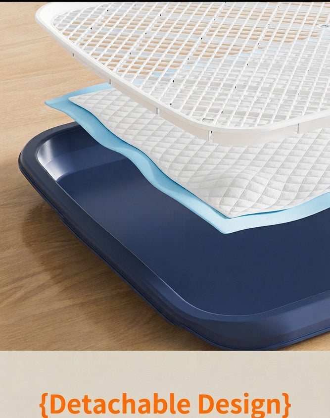 Dog Potty Tray With Wall: High Fence Splash-Guard Stand - CatebyPets
