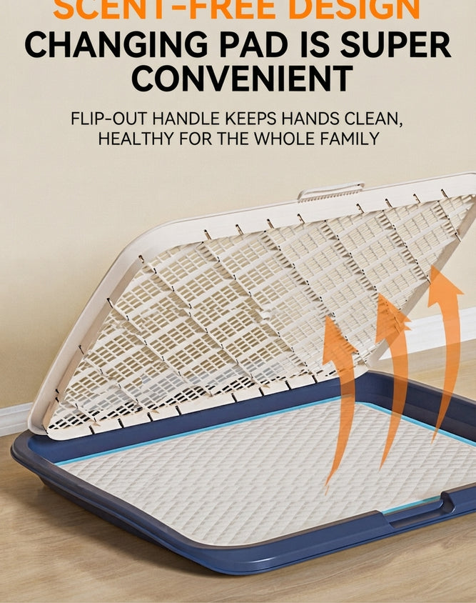 Dog Potty Tray With Wall: High Fence Splash-Guard Stand - CatebyPets
