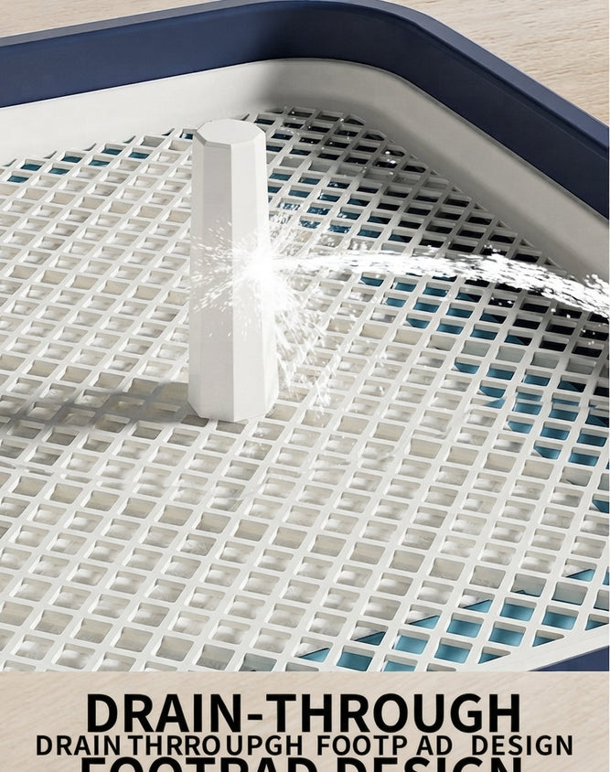 Dog Potty Tray With Wall: High Fence Splash-Guard Stand - CatebyPets