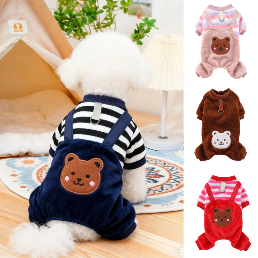 Autumn Winter Pet Dog Soft Fleece Clothes Warm Jumpsuit Coat for Small Medium Large Dog Cat Puppy Jacket Sweater with Leash Ring - CatebyPets