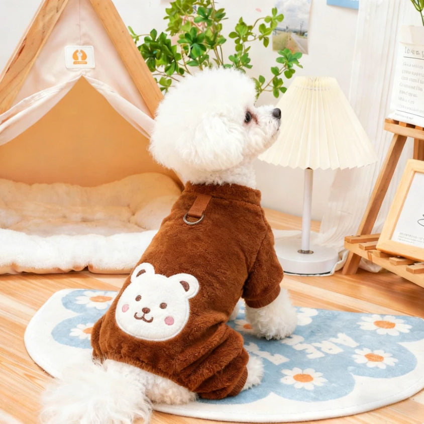 Autumn Winter Pet Dog Soft Fleece Clothes Warm Jumpsuit Coat for Small Medium Large Dog Cat Puppy Jacket Sweater with Leash Ring - CatebyPets