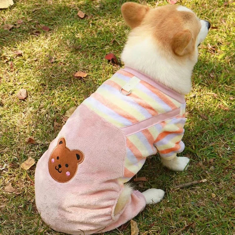 Autumn Winter Pet Dog Soft Fleece Clothes Warm Jumpsuit Coat for Small Medium Large Dog Cat Puppy Jacket Sweater with Leash Ring - CatebyPets