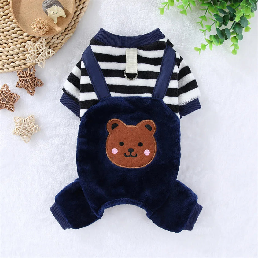 Autumn Winter Pet Dog Soft Fleece Clothes Warm Jumpsuit Coat for Small Medium Large Dog Cat Puppy Jacket Sweater with Leash Ring - CatebyPets