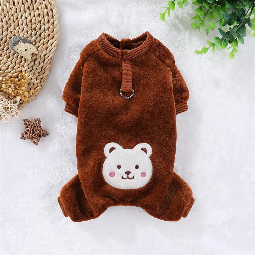 Autumn Winter Pet Dog Soft Fleece Clothes Warm Jumpsuit Coat for Small Medium Large Dog Cat Puppy Jacket Sweater with Leash Ring - CatebyPets