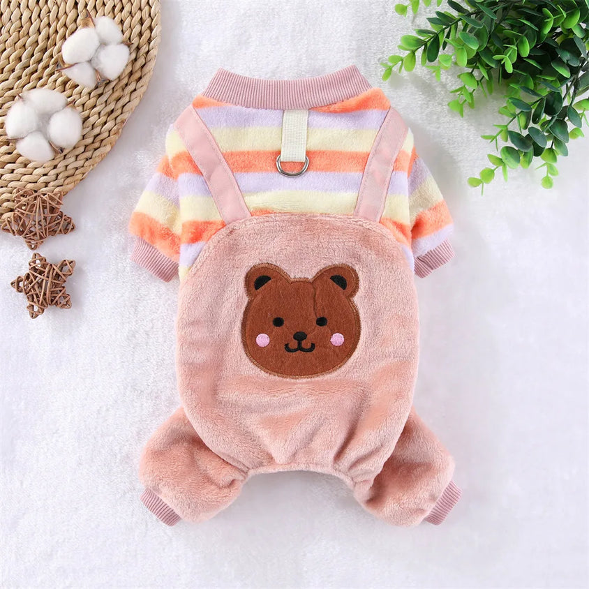 Autumn Winter Pet Dog Soft Fleece Clothes Warm Jumpsuit Coat for Small Medium Large Dog Cat Puppy Jacket Sweater with Leash Ring - CatebyPets