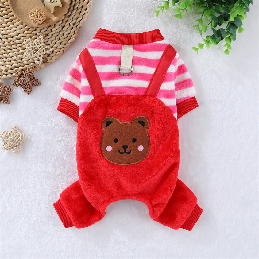 Autumn Winter Pet Dog Soft Fleece Clothes Warm Jumpsuit Coat for Small Medium Large Dog Cat Puppy Jacket Sweater with Leash Ring - CatebyPets