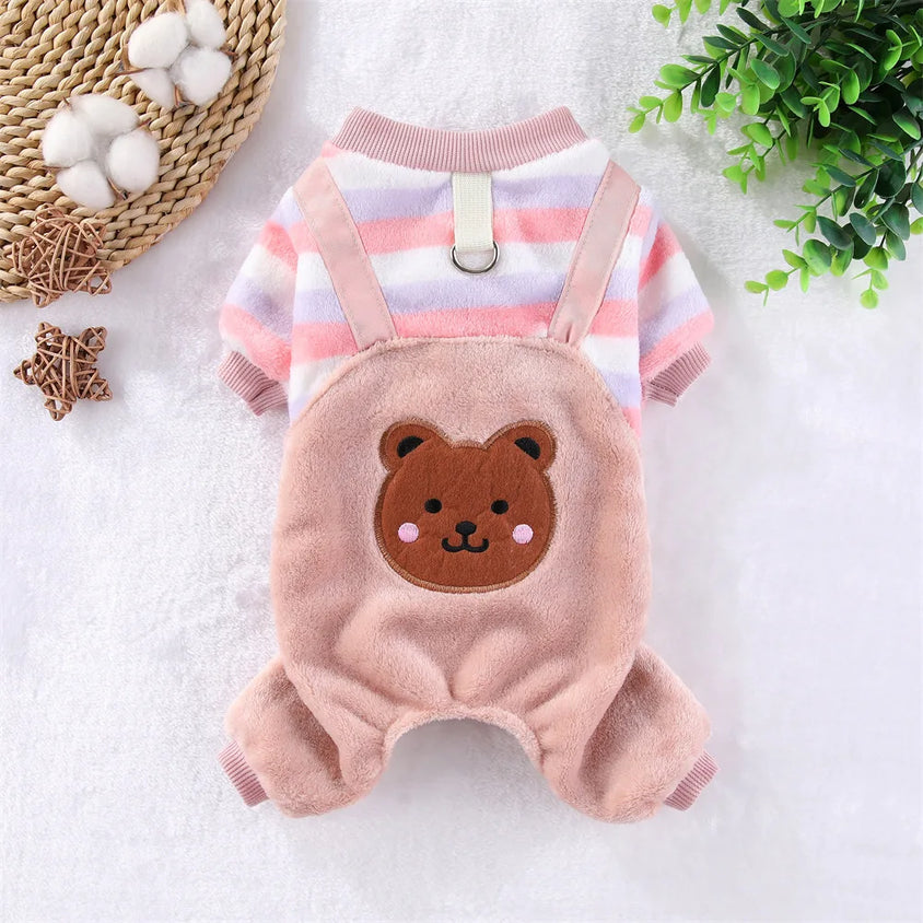 Autumn Winter Pet Dog Soft Fleece Clothes Warm Jumpsuit Coat for Small Medium Large Dog Cat Puppy Jacket Sweater with Leash Ring - CatebyPets