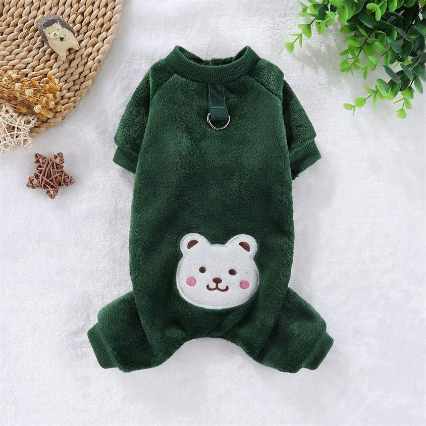 Autumn Winter Pet Dog Soft Fleece Clothes Warm Jumpsuit Coat for Small Medium Large Dog Cat Puppy Jacket Sweater with Leash Ring - CatebyPets