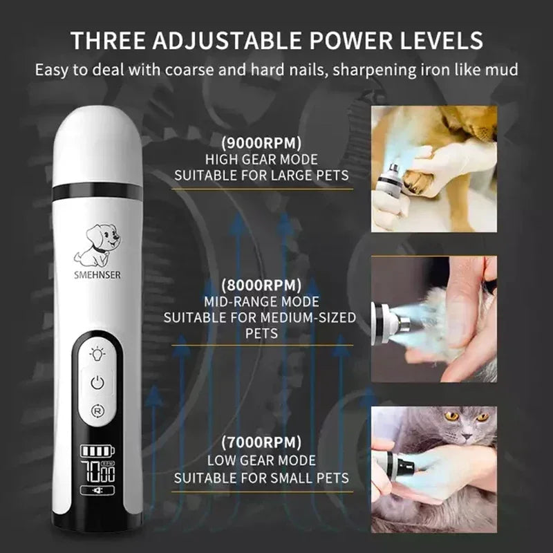Electric Pet Nail Grinder -LED Light - USB Rechargeable - CatebyPets