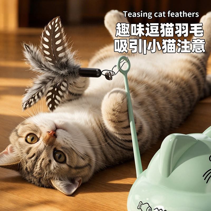 智能自动逗猫玩具自嗨解闷电动感应猫咪玩具羽毛逗猫棒宠物用品 - CatebyPets