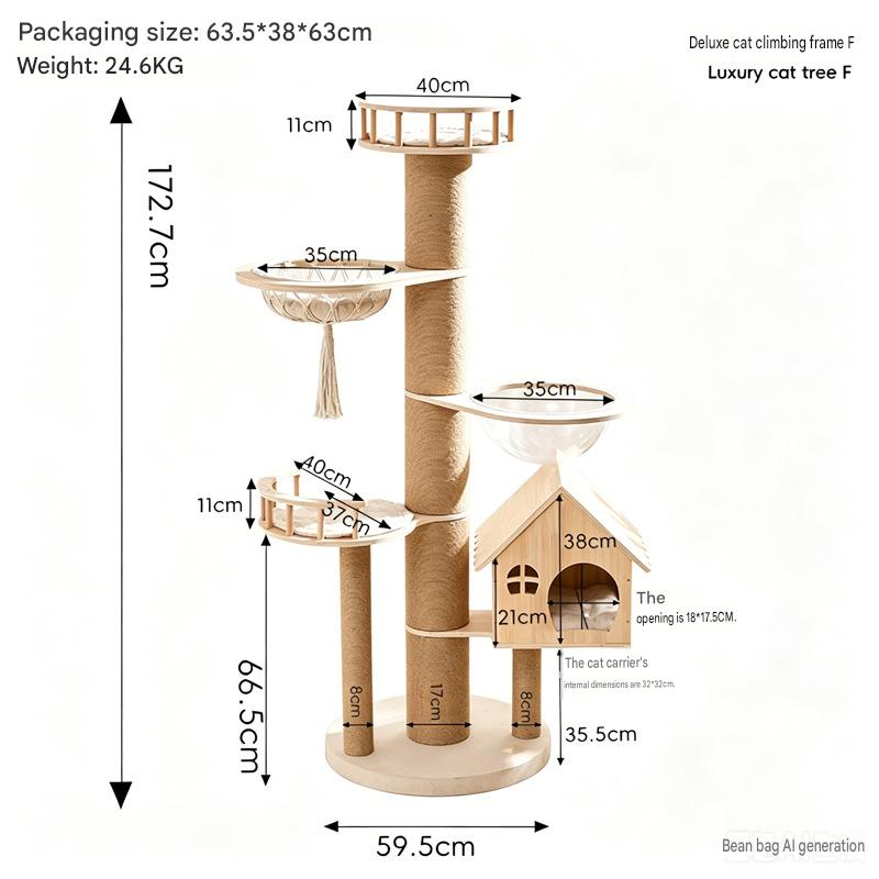 Solid Wood Cat Trees: Multiple Cat Tree Tower, Handmade Wood