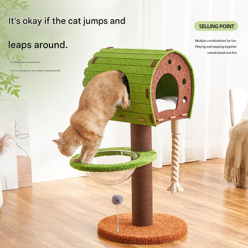 Feline Haven: Cozy Cat Tree & Bed Combo for Cats Fish Fun - CatebyPets