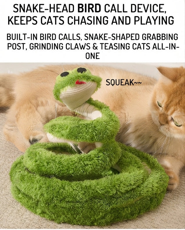 Snake Interactive Toy For Cat With Green Glasses Spring Design