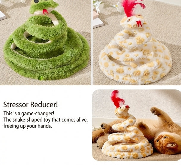 Snake Interactive Toy For Cat With Green Glasses Spring Design