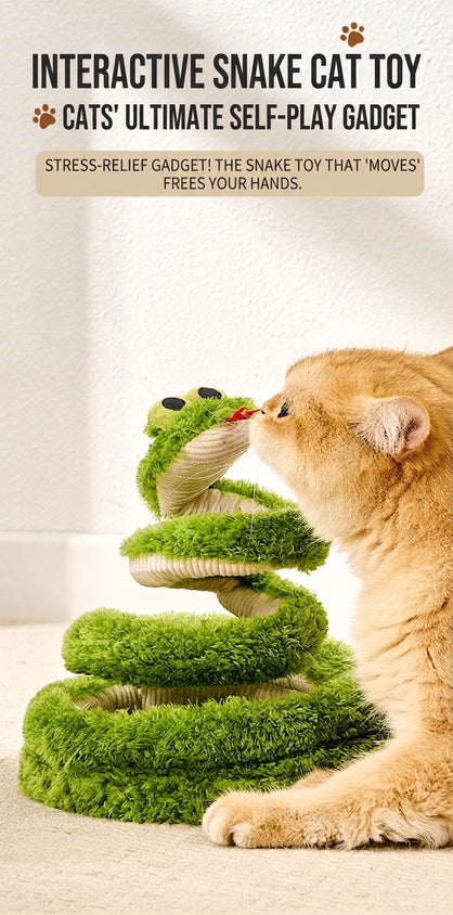 Snake Interactive Toy For Cat With Green Glasses Spring Design