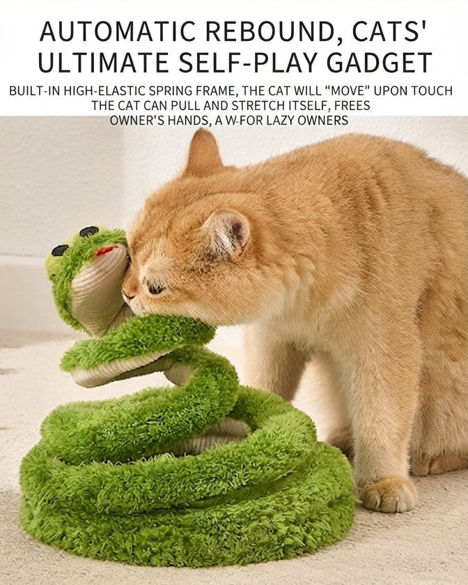 Snake Interactive Toy For Cat With Green Glasses Spring Design