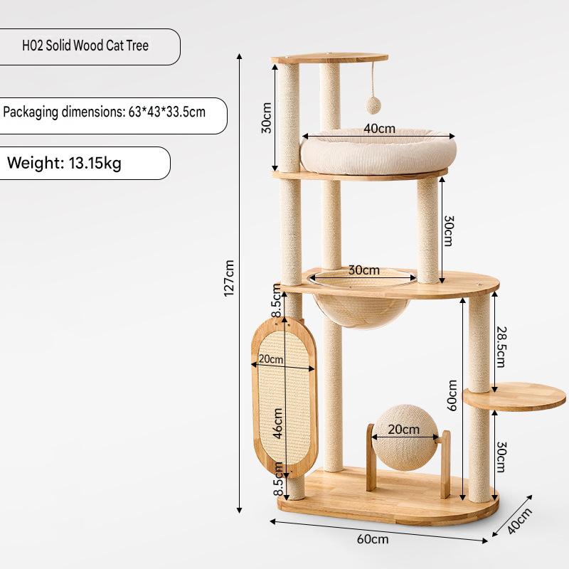 Solid Wood Cat Trees: Multiple Cat Tree Tower, Handmade Wood