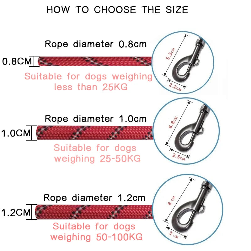 150/200/300cm Strong Dog Pet Leash Reflective Leash Large Small Dog Leash Golden Retriever Explosion Proof Punching Dog Harness - CatebyPets