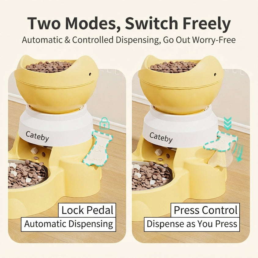 Interactive Dog Feeder With Foot-Operated Automatic Dispensing - CatebyPets
