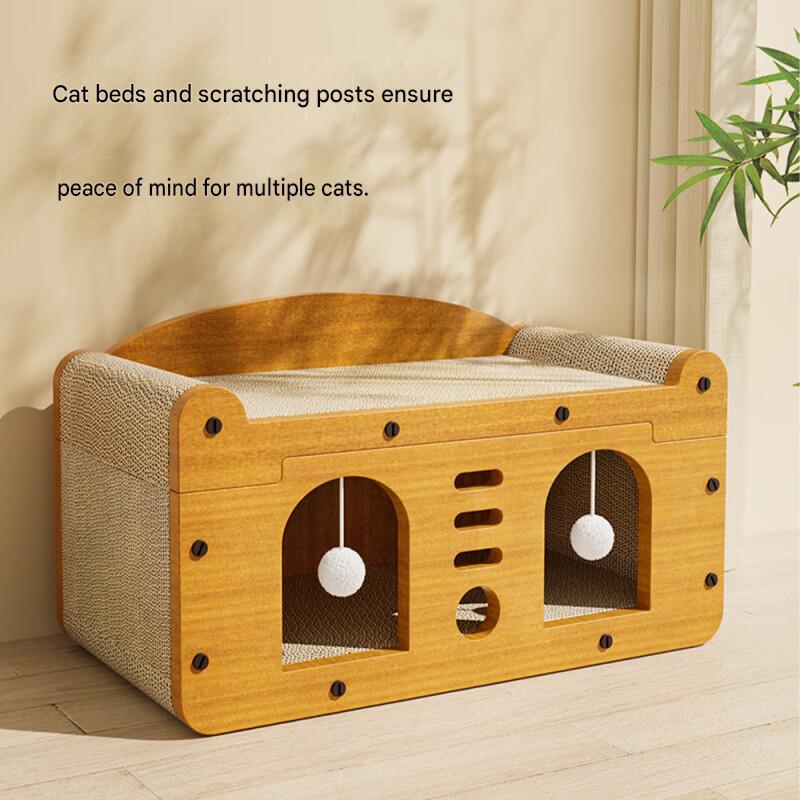 Large Cat House Indoor: Double-Layer Scratch Board Cat Shelter - CatebyPets