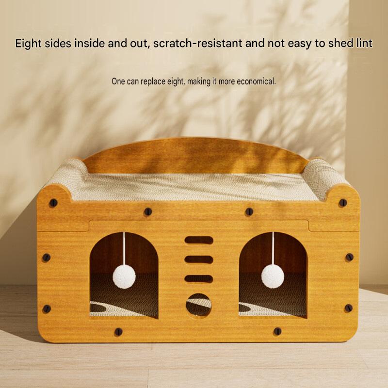 Large Cat House Indoor: Double-Layer Scratch Board Cat Shelter - CatebyPets