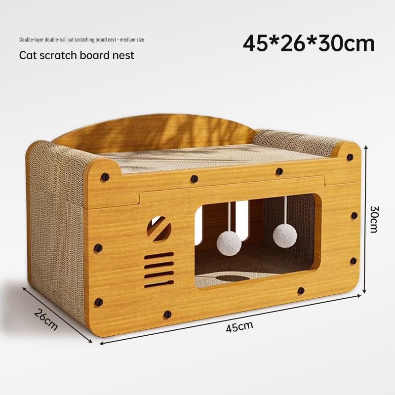Large Cat House Indoor: Double-Layer Scratch Board Cat Shelter - CatebyPets
