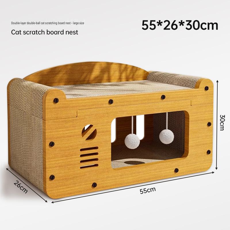 Large Cat House Indoor: Double-Layer Scratch Board Cat Shelter - CatebyPets
