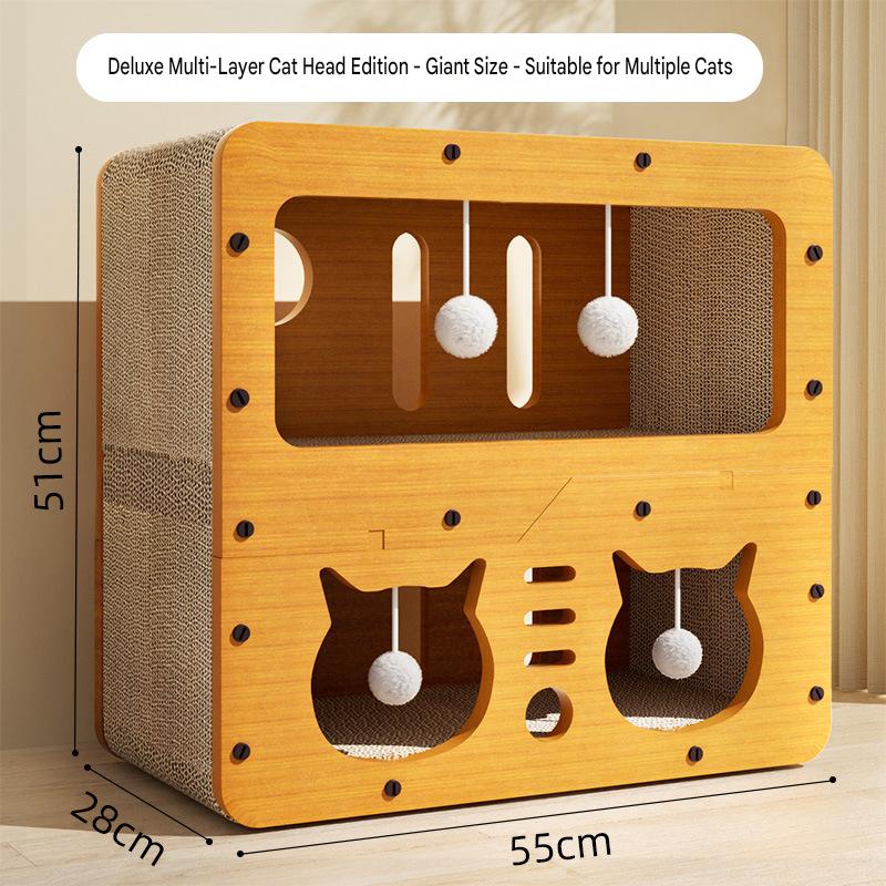 Large Cat House Indoor: Double-Layer Scratch Board Cat Shelter - CatebyPets