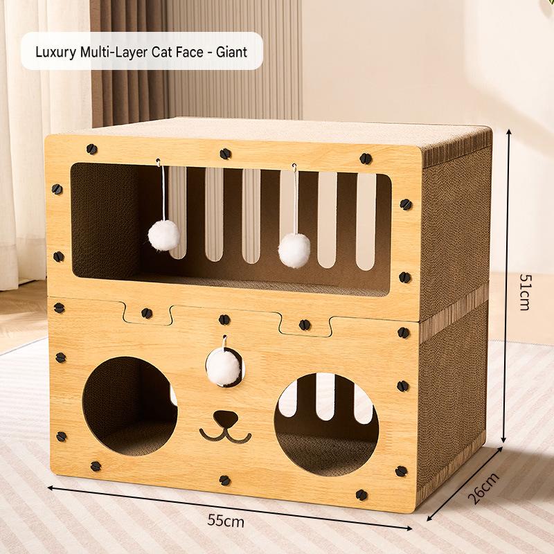 Large Cat House Indoor: Double-Layer Scratch Board Cat Shelter - CatebyPets