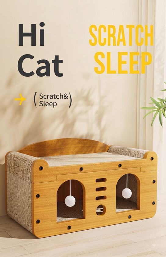 Large Cat House Indoor: Double-Layer Scratch Board Cat Shelter - CatebyPets