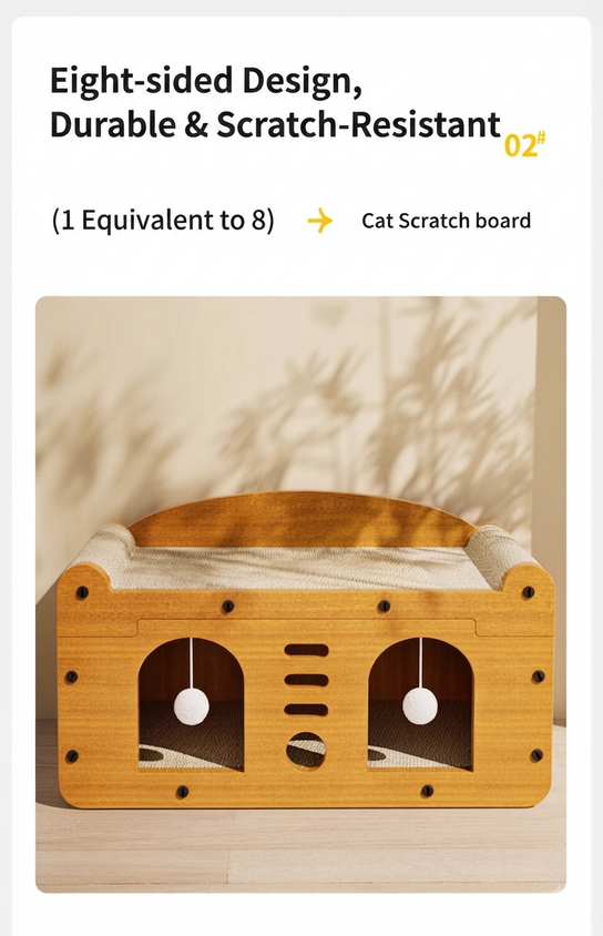 Large Cat House Indoor: Double-Layer Scratch Board Cat Shelter - CatebyPets