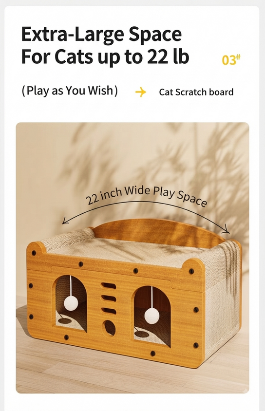 Large Cat House Indoor: Double-Layer Scratch Board Cat Shelter - CatebyPets